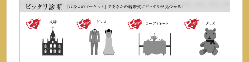 ピッタリ診断『はなよめマーケット』であなたの結婚式にピッタリが見つかる！